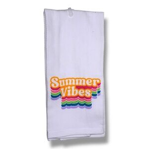 NEW Summer Vibes Kitchen Towel 15 x 25 Cotton Multicolor White Hand Dish Gift